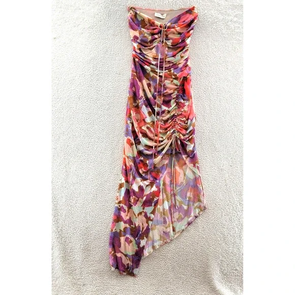 NICHOLAS | Dresses | Nicholas Maeve Asymmetric Hem Halter Midi Dress Womens  4 Abstract Floral | Poshmark